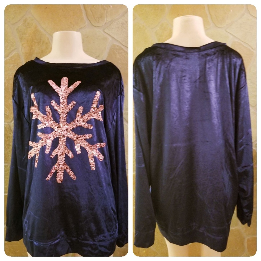 miss chievous navy top with sequins
